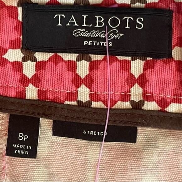 Talbots Bold Pink & Red Print Office To Date Night Skirt NWOT Size 8P - Picture 7 of 10